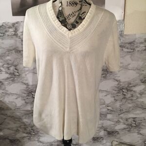 Silk Acrylic Ribbed ruffle collar lite weight top